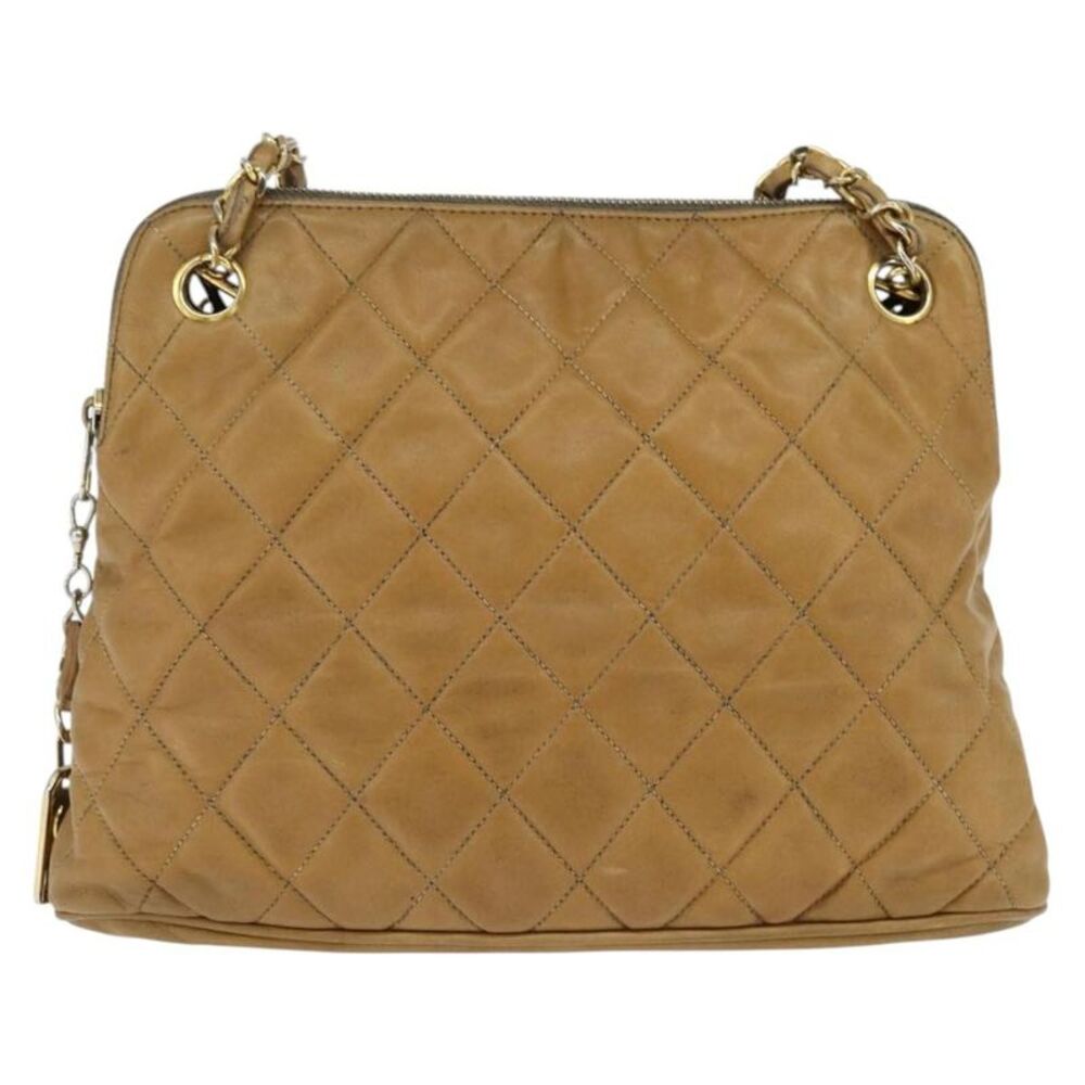 Chanel Vintage Zip Chain Quilted Leather Brown Leather Shoulder Bag Bag